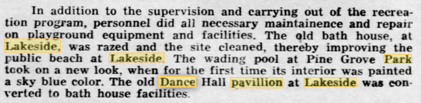 Lakeside Pavillion - Oct 1954 Article On Conversion To Bath House (newer photo)